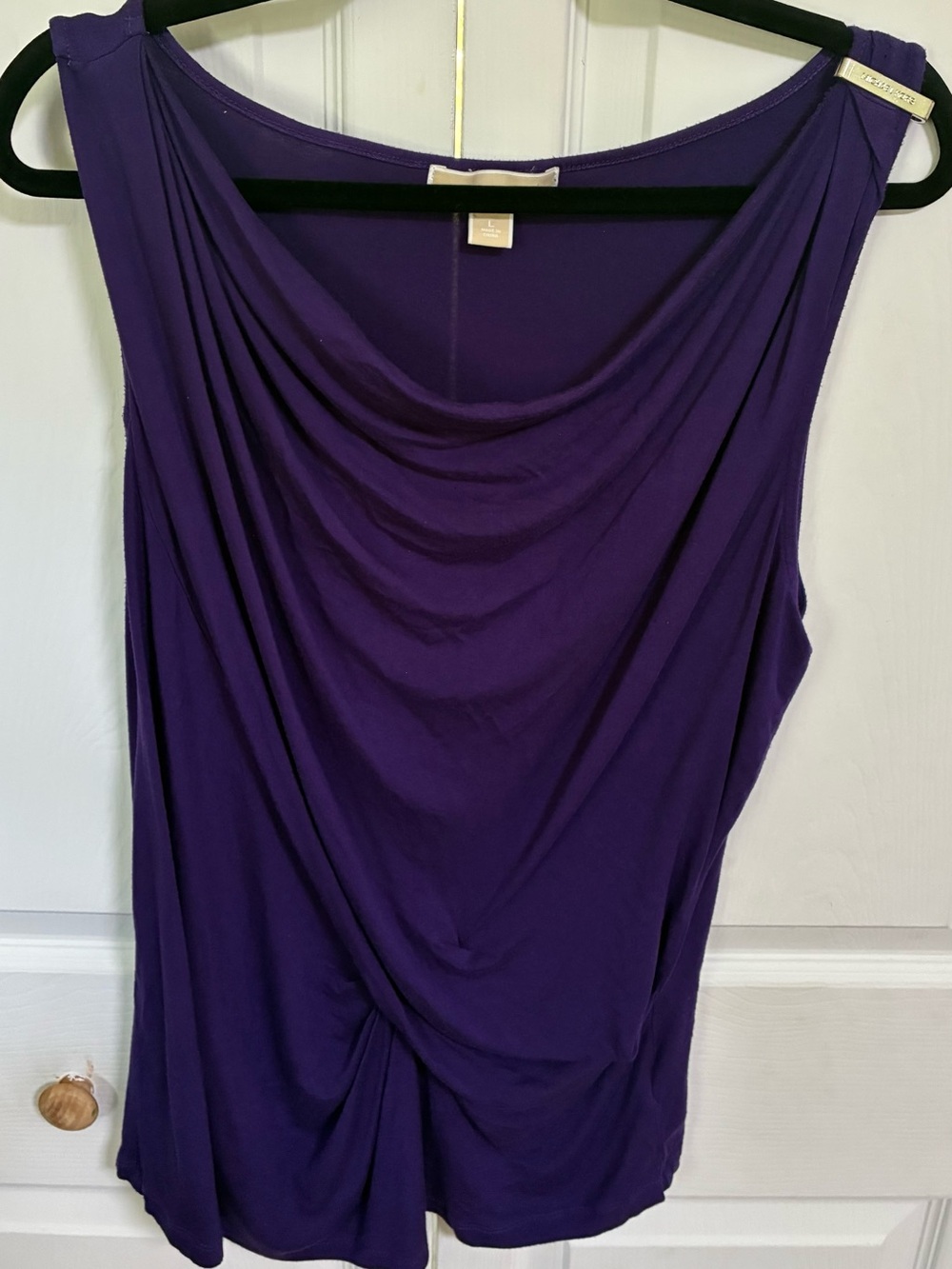 Michael Kors Purple Cowl Neck Draped Front Matte Jersey Dress